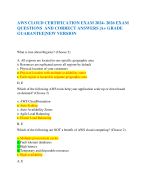  AWS CLOUD CERTIFICATION EXAM 2024- 2026 EXAM QUESTIONS  AND CORRECT ANSWERS |A+ GRADE GUARANTEE|NEW VERSION