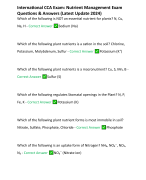 International CCA Exam: Nutrient Management Exam Questions & Answers (Latest Update 2024)