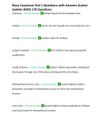 Navy Corpsman Test 1 Questions with Answers (Latest Update 2024) 170 Questions
