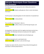 Galvanic Electrolysis Exam Questions And Answers 