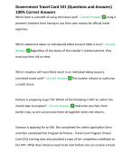 Government Travel Card 101 (Questions and Answers) 100% Correct Answers
