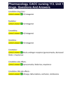 Pharmacology. CACC nursing 113. Unit 1 drugs. Questions And Answers 