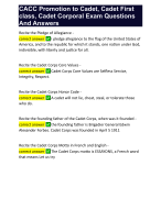 CACC Promotion to Cadet, Cadet First class, Cadet Corporal Exam Questions And Answers 