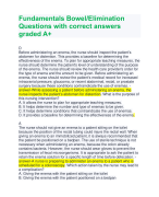 Fundamentals Bowel/Elimination Questions with correct answers graded A+