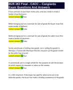 BUS 263 Final - CACC – Congiardo Exam Questions And Answers 