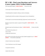 HCA 100 - Final exam Questions and Answers (Latest Update 2024) Verified Solution
