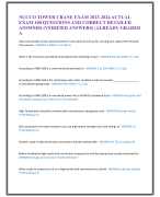 NCCCO TOWER CRANE EXAM 2023-2024 ACTUAL  EXAM 100 QUESTIONS AND CORRECT DETAILED  ANSWERS (VERIFIED ANSWERS) |ALREADY GRADED  A  How m