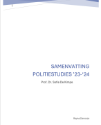 Volledige samenvatting Politiestudies ('24-'25) + mogelijke examenvragen + opgeloste toetsvragen