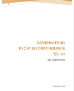Volledige samenvatting Recht en Criminologie ('24-'25) + mogelijke examenvragen + oefeningen 