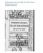 Boekverslag over Lof der Zotheid van Desiderus Erasmus