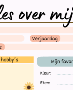 Over mij blad vriendenboek