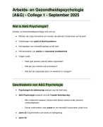 Arbeids- en Gezondheidspsychologie (A&G) - College 1 & Wat is psychologische Inleiding in de wetenschap?