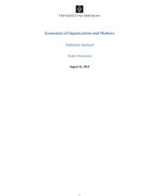 Complete solution manual: Economics of Organizations and Markets - Sander Onderstal