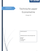 Technische Paper Econometrie - Onderzoeksrapportering