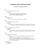  Summary Optimizing Health Service Networks HCM 2017/2018