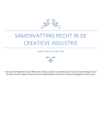 Samenvatting colleges en boek 'Recht in de creatieve industrie'