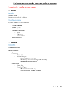 Samenvatting pathologie van spraak-, stem- en gehoororganen
