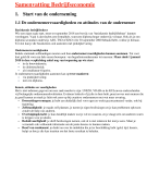 Samenvatting Bedrijfseconomie Examencommissie 2025 /2026- 3TSO/3KSO (gegarandeerd slagen!) 