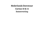 Samenvatting cursus 10 en 11  -NEDERLANDS LAAGLAND LITERATUUR 4 VWO-