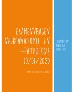 Neuro-anatomie en -pathologie Examenvragen 2020 Thomas more Logopedie en audiologie 2019-2020