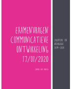 Communicatieve ontwikkeling Examenvragen 2020 Thomas more Logopedie en audiologie 2019-2020