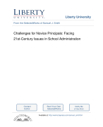 Challenges for Novice Principals: Facing 21st-Century Issues in School Administration Liberty University(USE AS GUIDE ONLY)