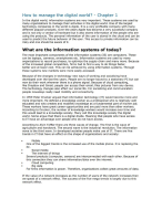 Information Systems Management Summary of Chapters 1-10