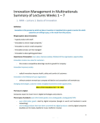 Innovation Management in Multinationals Summary of Lectures &amp; Articles