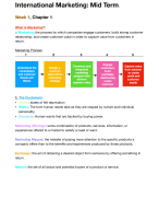 Principles of Marketing Chapter 1, 2, 3, 5, 7, 18, 19 (Course: International Marketing)