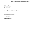 Samenvatting Financiële planning Deel 7: Return on investment (ROI)  KDG EPM1