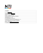 NTI Tentamenopdracht Voedingswaardeberekening
