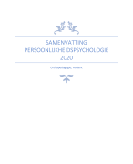 Persoonlijkheidspsychologie (2e jaar orthopedagogie, HoGent) 2020