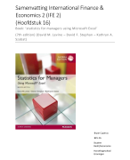 Nederlandse samenvatting International Finance and Economics 2 - Practicumgedeelte - IFE2 - Statistics for managers using Microsoft Excel