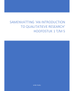 Samenvatting 'An Introduction to Qualitative Research'