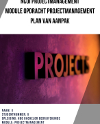 NCOI projectplan Projectmanagement 2021 - Gastvrijheid optimaliseren ziekenhuis - Geslaagd eindcijfer 8 met feedback NCOI