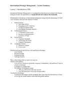 International Strategic Management Summary of ALL Lectures