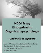Essay NCOI organisatiepsychologie Master Management Cultuur Verandering