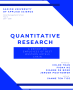 Quantitative Research - A report on employees of best western hotel chain