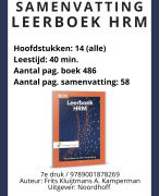 Samenvatting Leerboek HRM Kluijtmans 7e Druk 2017