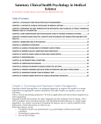 Learning goals  Clinical Health Psychology in Medical Science 