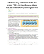 Samenvatting huishoudkunde 3de graad TSO: Aanbevolen dagelijkse hoeveelheden (ADH) voedingsstoffen: