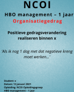 NCOI geslaagde module Organisatiegedrag (7,5) 2020 - Gewenst gedrag beïnvloeden in organisaties