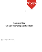 Samenvatting: RICHTING: Graduaat orthopedagogie: VAK Etnisch-deontologisch handelen