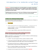 Introduction à la recherche scientifique en droit