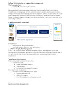 Aantekeningen Colleges Supply Chain Management