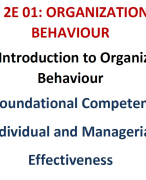 Foundational Competencies and Managerial Effectiveness Lecture Notes