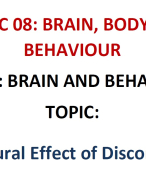 Behavioural Effect of Disconnection Lecture Notes