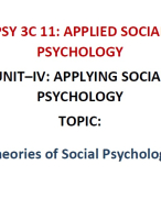 Theories of Social Psychology Lecture Notes