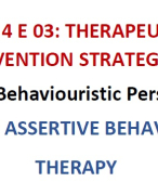 Assertive Behaviour Therapy Lecture Notes