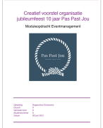 Moduleopdracht eventmanagement; creatief voorstel 10 jaar Pas Past Jou